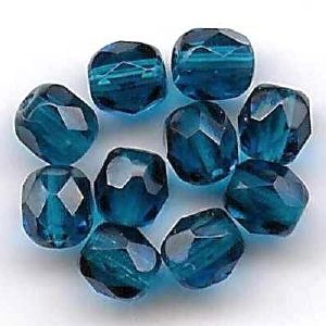 Perles à facette 4mm, bleu foncé aqua (indicolite)