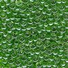 Rocailles 2,5mm, transparentes lustrées, vert clair