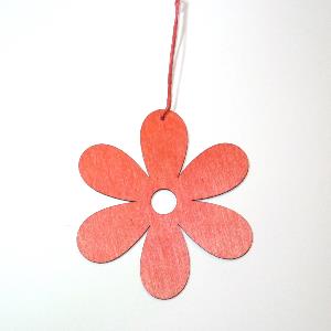 Fleur en bois, 12cm, rouge