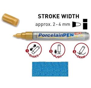 Peinture pour porcelaine Hobby Line, métallisée, stylo, bleu