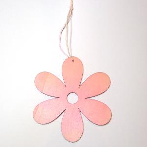 Fleur en bois, 12cm, rose