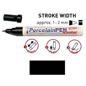 Peinture pour porcelaine Hobby Line, stylo, noir contour