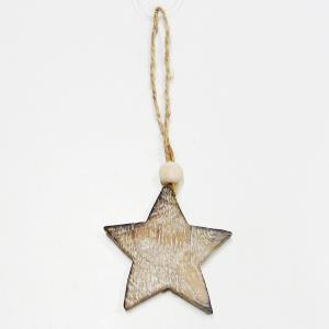 Etoile en bois vieilli à suspendre