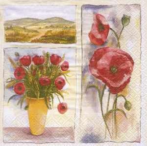 Serviette, coquelicots