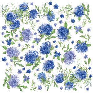 Papier de riz, hortensia bleu