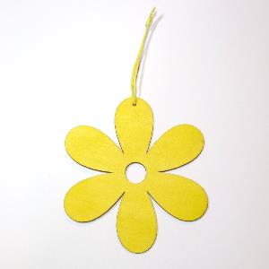 Fleur en bois, 12cm, jaune