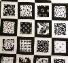 Tissu, High Definition, carrés avec dessins noir et blanc